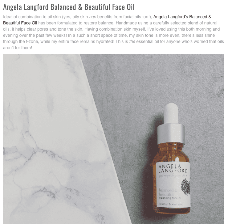 Joshwa St James recommends natural facial oil balanced & beautiful by angela langford skincare